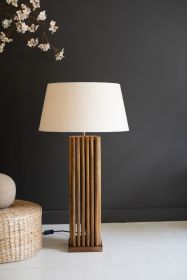 WOODEN SPINDLES TABLE LAMP WITH FABRIC SHADE