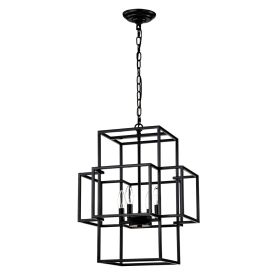 4-Light Metal Lantern Tiered Pendant Hanging Light Fixtures