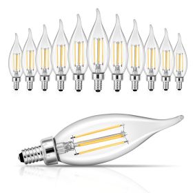 LED Candelabra Bulbs, 12-Pack Dimmable Chandelier Light Bulbs, Vintage Flame Tip Candle Light Bulb with 2725K Warm Lighting