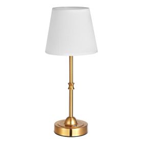 Cordless Table Lamp 5200mAh Rechargeable Battery Desk Lamp Fabric Shade Gold